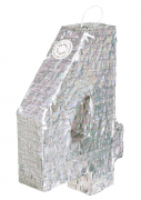 Piñata holographique argent chiffre 4 40 x 28 x 8 cm pour fête