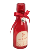 Bouteille verre rouge coeur je t'aime 16cm