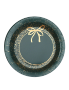 10 assiettes en carton Noël vert et doré 23 cm design chic