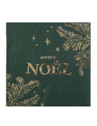 10 serviettes en papier Noël vert et doré 33cm joyeux Noël