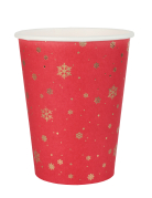 10 gobelets en carton rouge flocon d'or 27 cl pour table