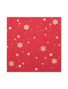 10 petites serviettes en papier rouge flocon d'or 25 x 25 cm de Noël