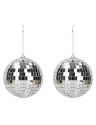 2 Boules disco argentées 10cm