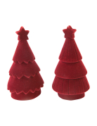 Sapin de noël en résine effet velours rouge foncé 11 cm, décoration chic