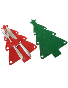 4 porte-couverts sapin en feutrine 26 cm décoration noël