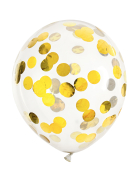 6 Ballons transparents confettis dorés 30 cm