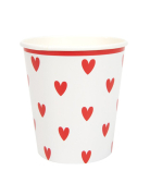 8 Gobelets en carton petits cœurs 200 ml