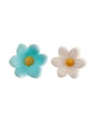 14 Décorations en sucre marguerites bleues et blanches 2.5 cm