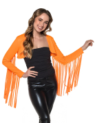 Boléro à franges orange fluo femme