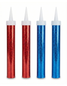 4 Fontaines scintillantes à changement de couleur bleu et rouge 12 cm 50 sec