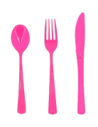 18 Couverts réutilisables en plastique rose