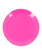 6 Petites assiettes réutilisables en plastique rose et or 19 cm