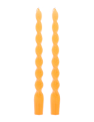2 Bougies chandelles torsadées orange 25 cm